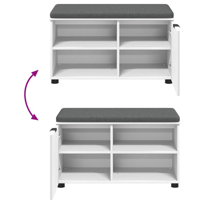 Panca per ingresso con cuscino con porta Bianco 80 x 38 x 46 cm | homemem39