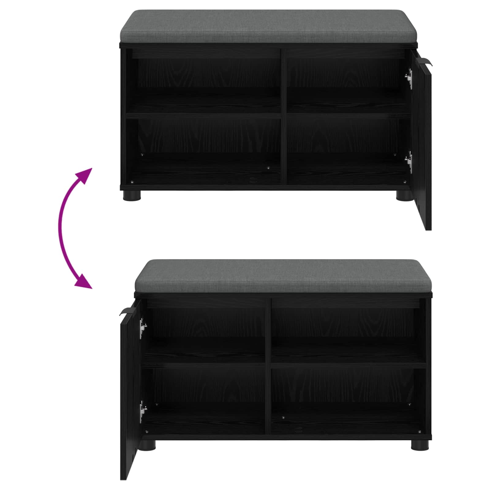Panca per ingresso con cuscino Rovere Nero 80 x 38 x 46 cm | homemem39