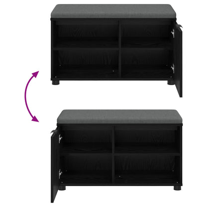 Panca per ingresso con cuscino Rovere Nero 80 x 38 x 46 cm | homemem39