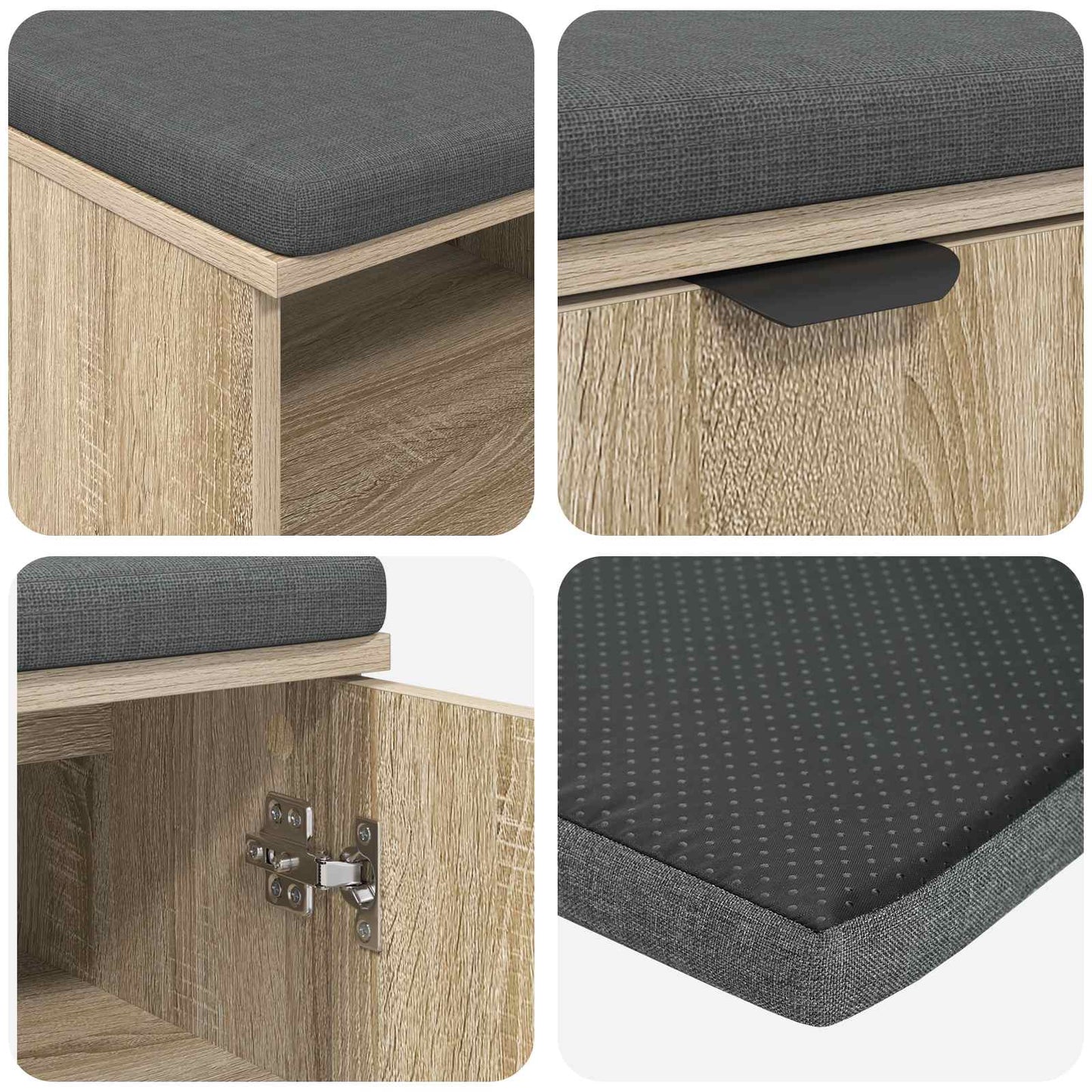 Panca per ingresso con cuscino Rovere Sonoma 80 x 38 x 46 cm