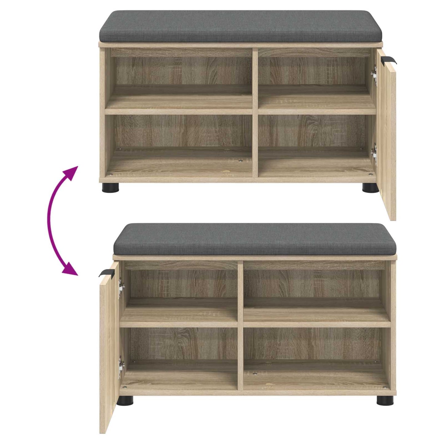 Panca per ingresso con cuscino Rovere Sonoma 80 x 38 x 46 cm