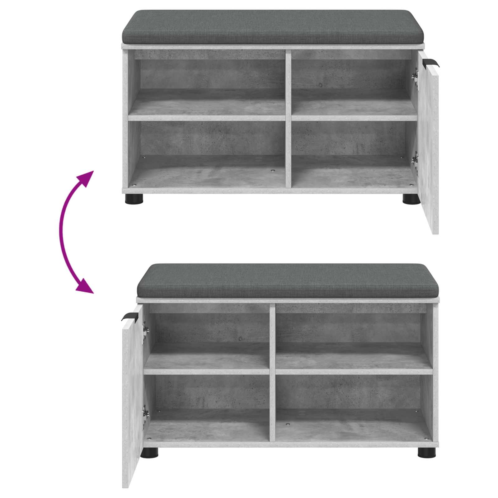 Panca per ingresso con cuscino Grigio Cemento 80 x 38 x 46 cm | homemem39