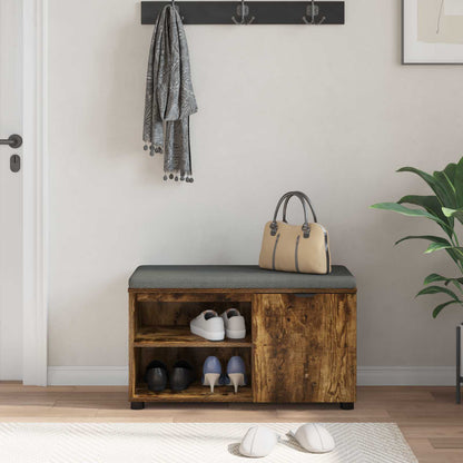 Panca per ingresso con cuscino Rovere fumé 80 x 38 x 46 cm