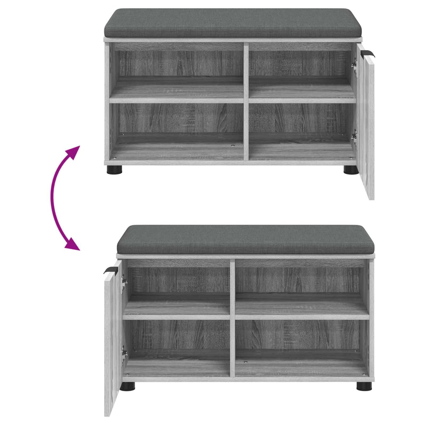 Panca per ingresso con cuscino Grigio Sonoma 80 x 38 x 46 cm