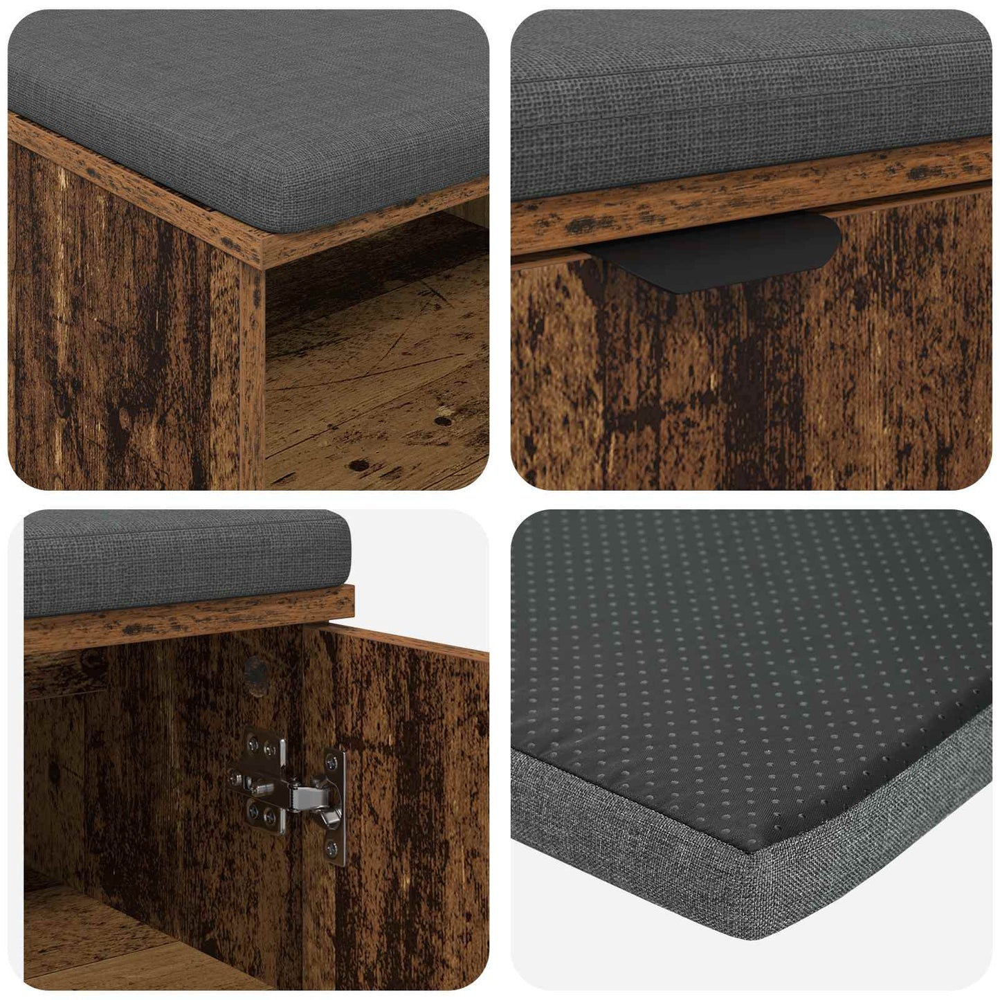 Panca per ingresso con cuscino Legno vecchio 80 x 38 x 46 cm