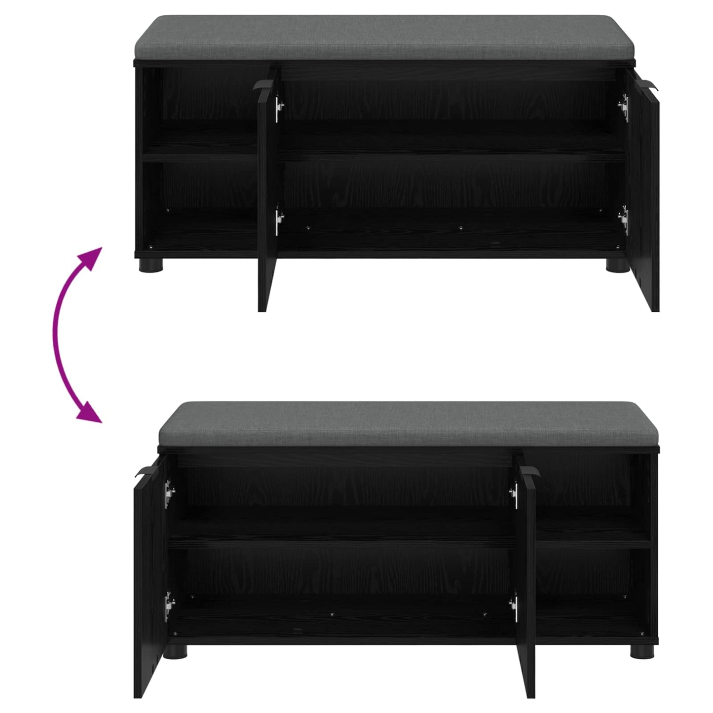 Panca per ingresso con cuscino Rovere Nero 100 x 38 x 46 cm