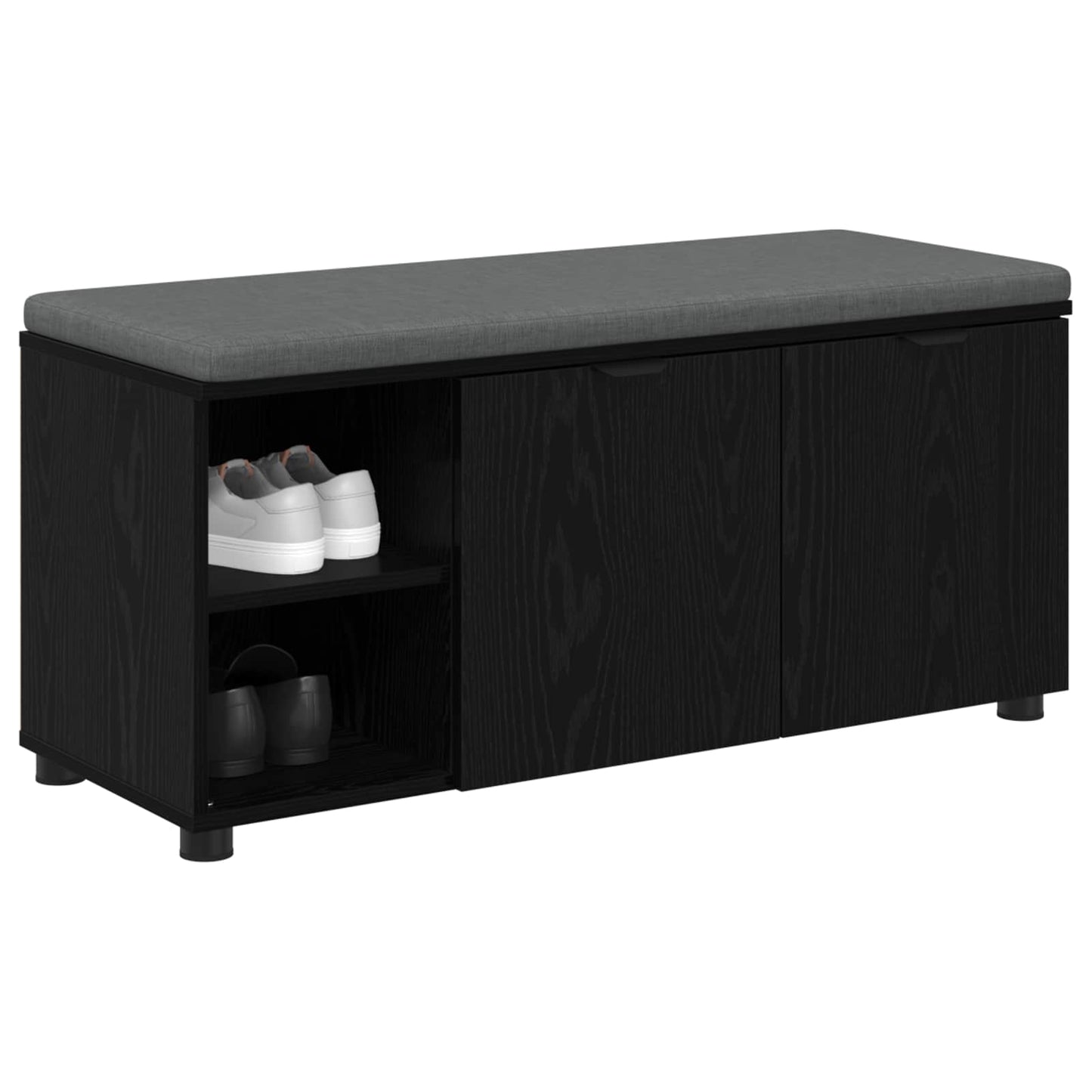 Panca per ingresso con cuscino Rovere Nero 100 x 38 x 46 cm