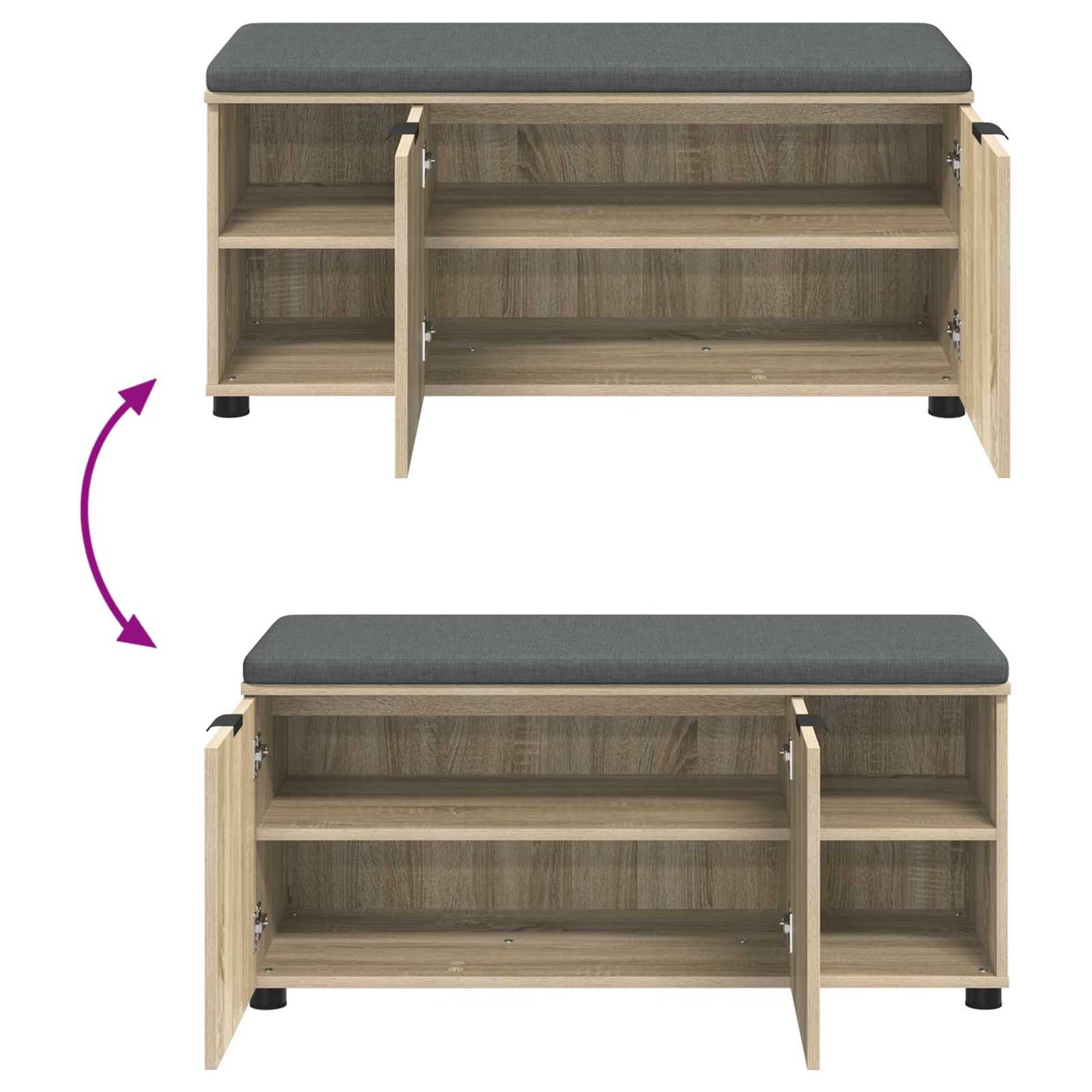 Panca per ingresso con cuscino Rovere Sonoma 100 x 38 x 46 cm | homemem39