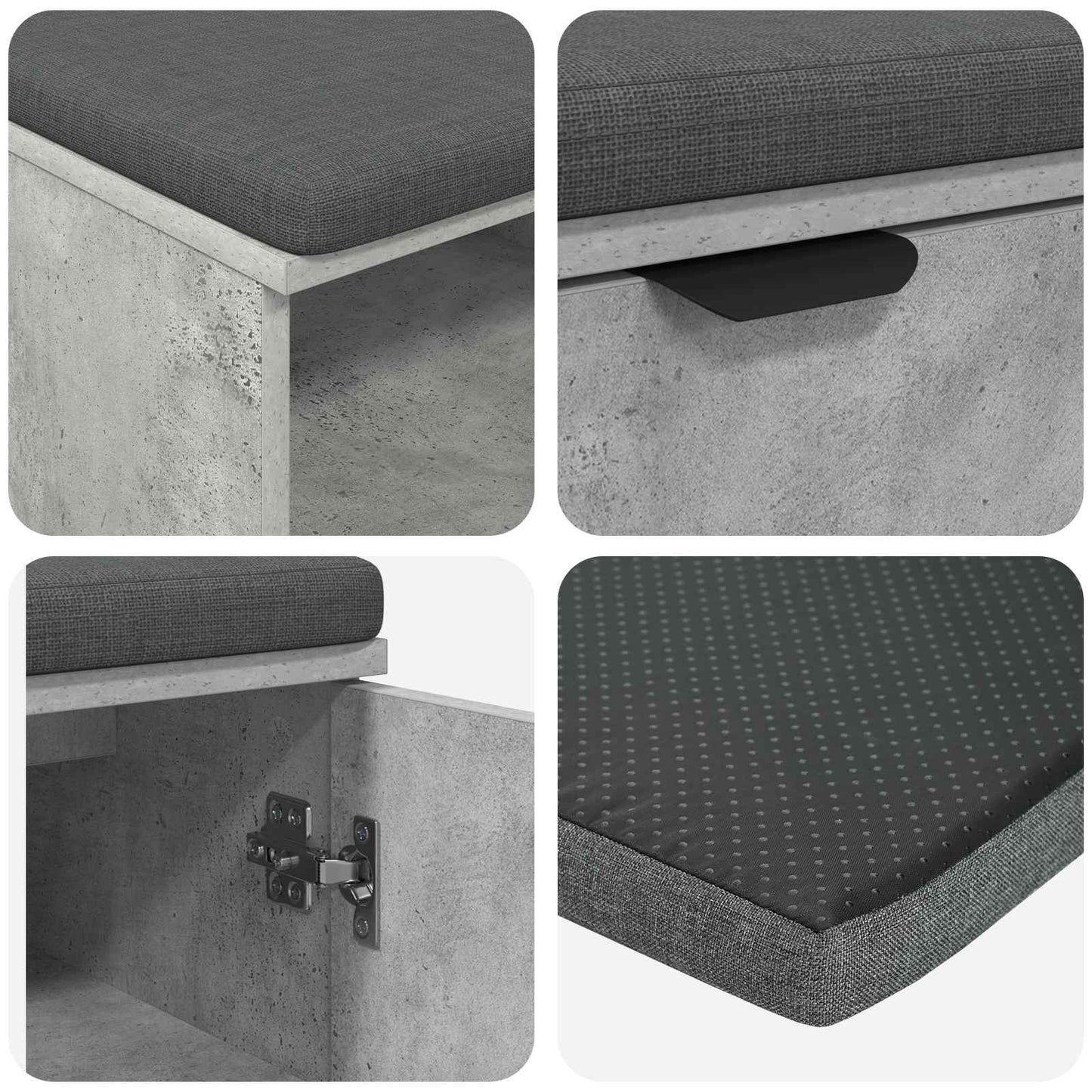 Panca per ingresso con cuscino Grigio cemento 100 x 38 x 46 cm