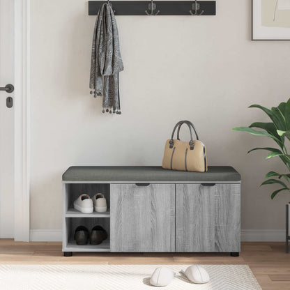 Panca per ingresso con cuscino Grigio Sonoma 100 x 38 x 46 cm