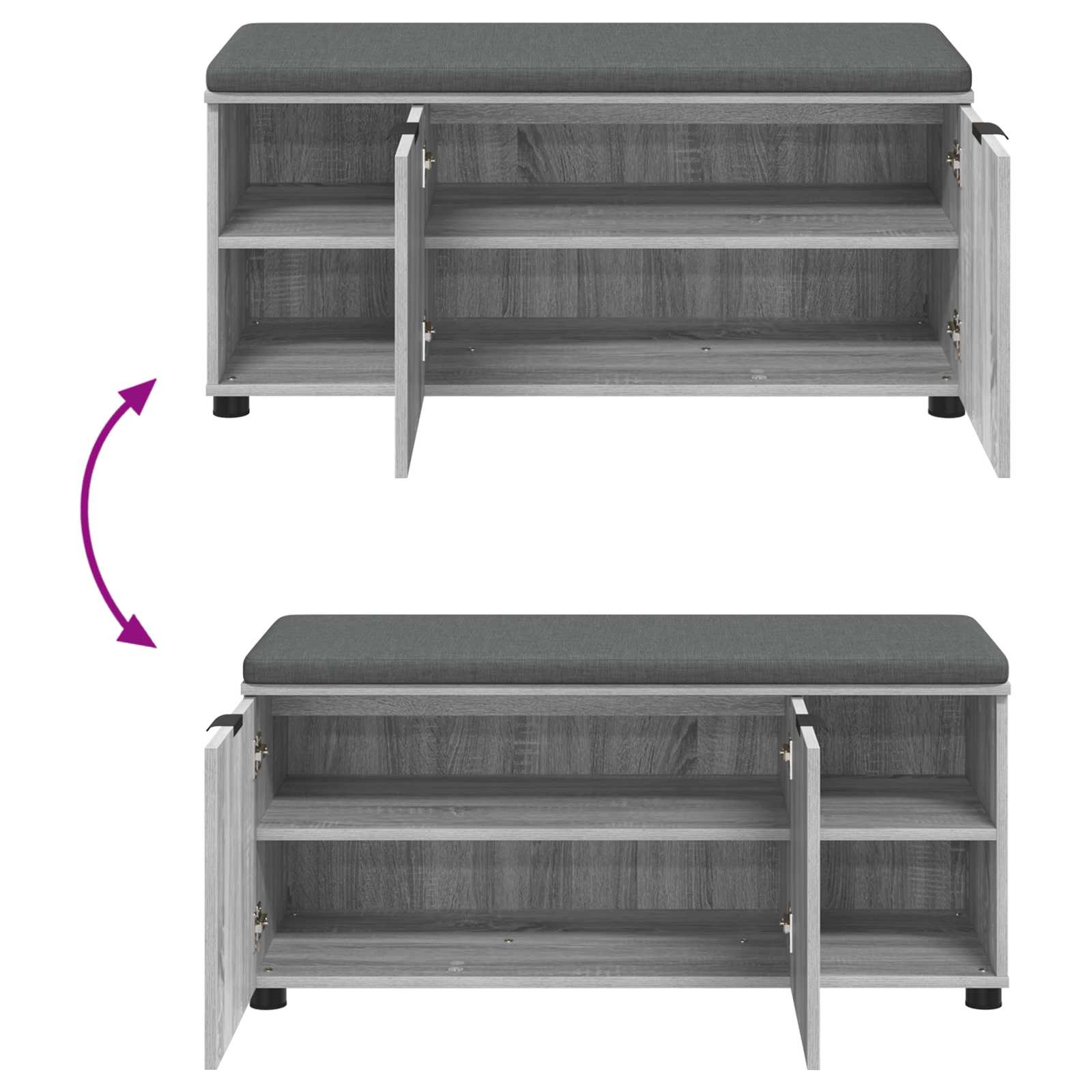 Panca per ingresso con cuscino Sonoma grigia 100 x 38 x 46 cm | homemem39