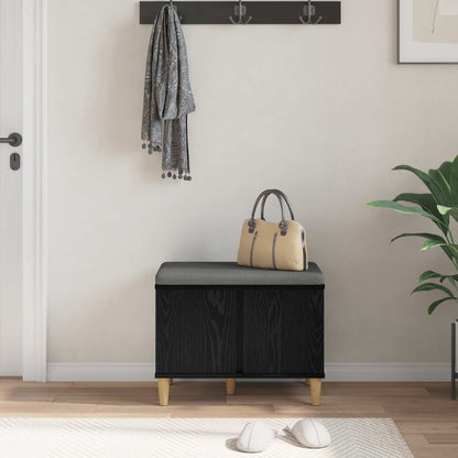 Panca per ingresso con cuscino Rovere Nero 60 x 38 x 46 cm