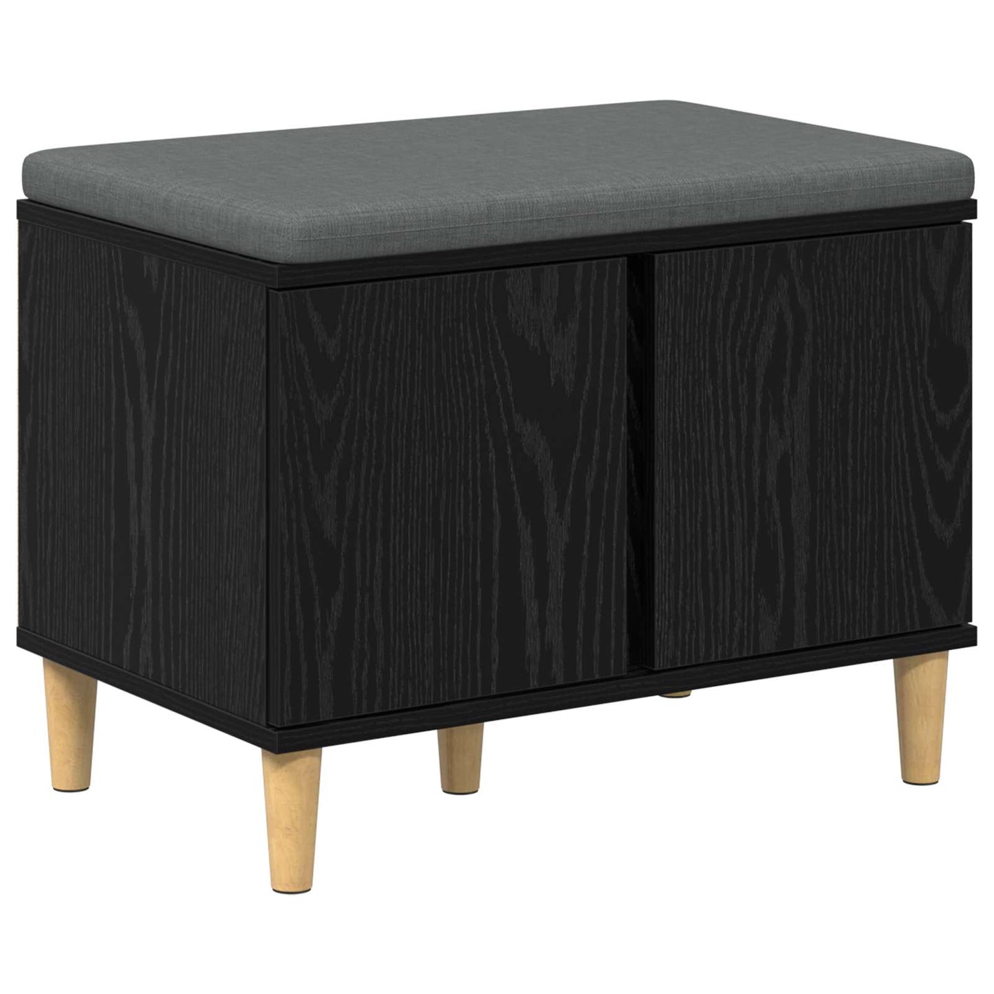 Panca per ingresso con cuscino Rovere Nero 60 x 38 x 46 cm