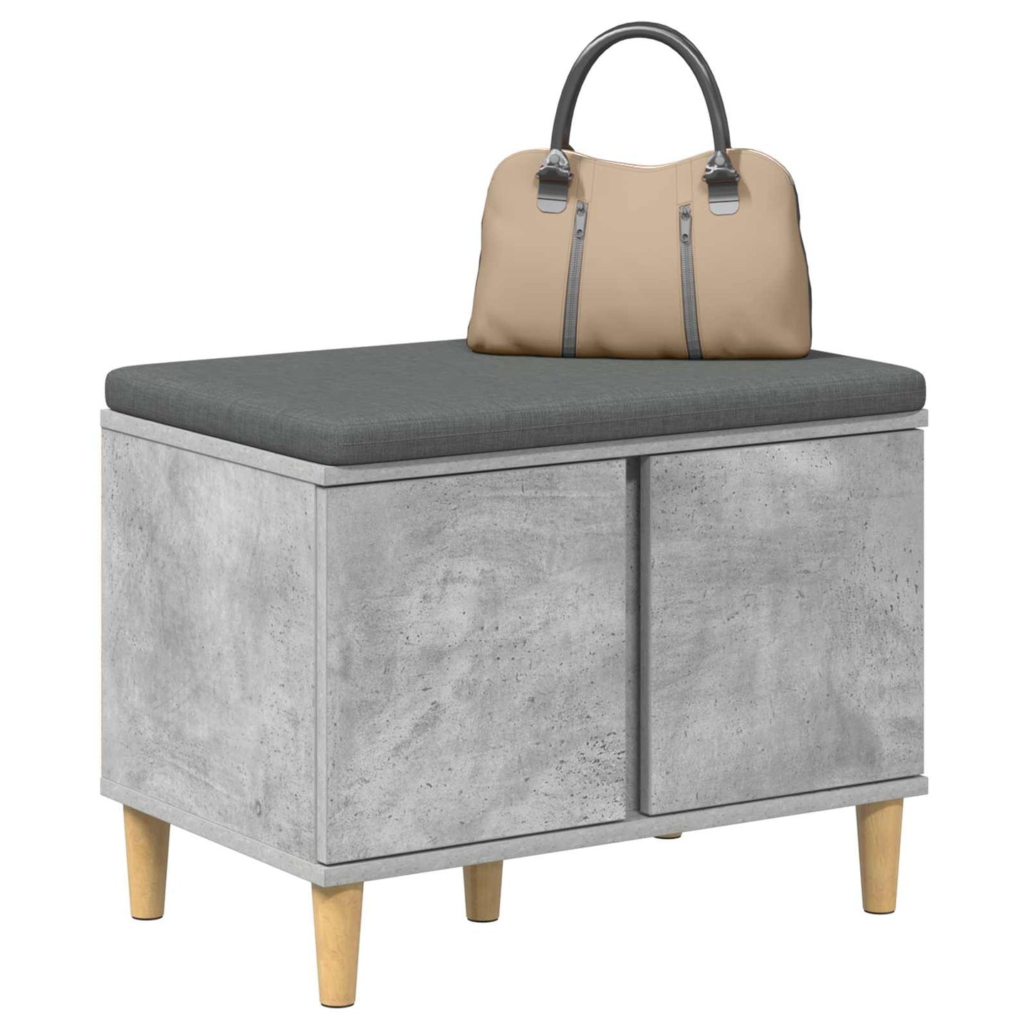 Panca per ingresso con cuscino Grigio cemento 60 x 38 x 46 cm