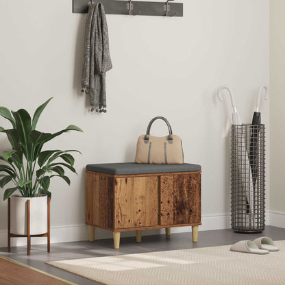 Panca per ingresso con cuscino Legno vecchio 60 x 38 x 46 cm