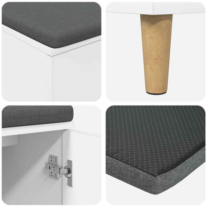 Panca per ingresso con cuscino con porta Bianco 60 x 38 x 46 cm