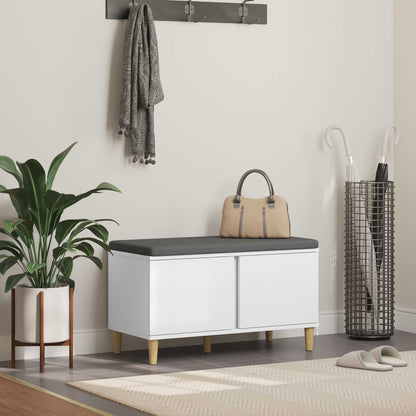 Panca per ingresso con cuscino con porta Bianco 60 x 38 x 46 cm