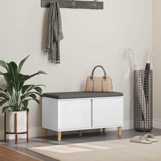 Panca per ingresso con cuscino con porta Bianco 60 x 38 x 46 cm