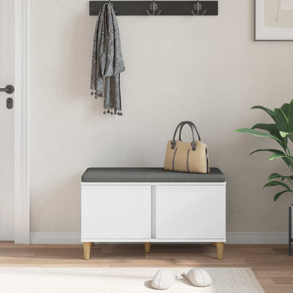 Panca per ingresso con cuscino con porta Bianco 60 x 38 x 46 cm