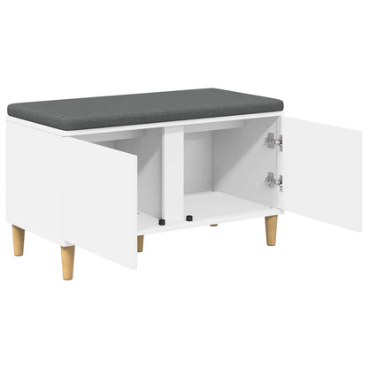 Panca per ingresso con cuscino con porta Bianco 60 x 38 x 46 cm