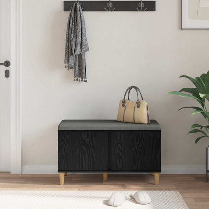 Panca per ingresso con cuscino Rovere Nero 60 x 38 x 46 cm