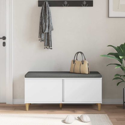 Panca per ingresso con cuscino con porta Bianco 60 x 38 x 46 cm