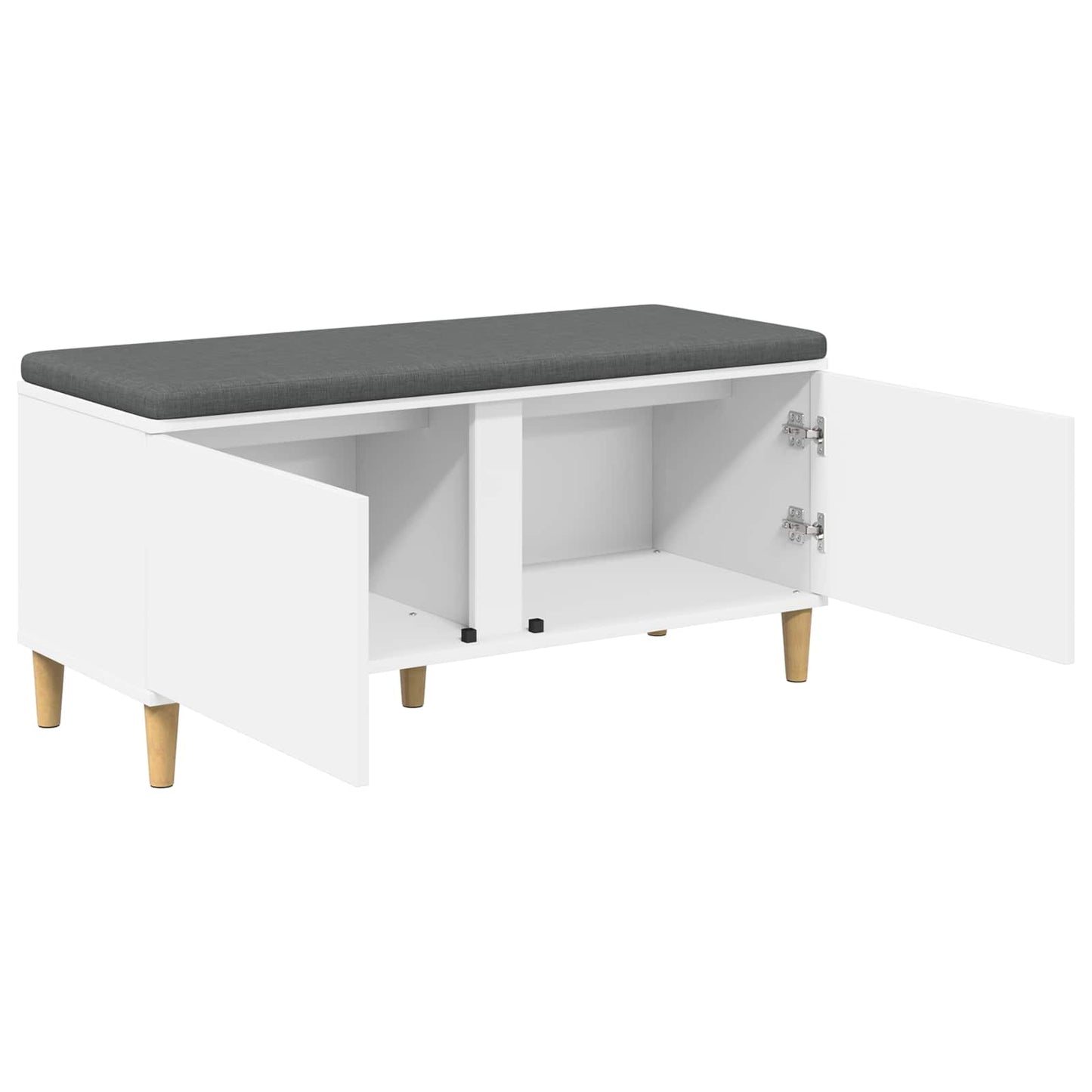 Panca per ingresso con cuscino con porta Bianco 60 x 38 x 46 cm