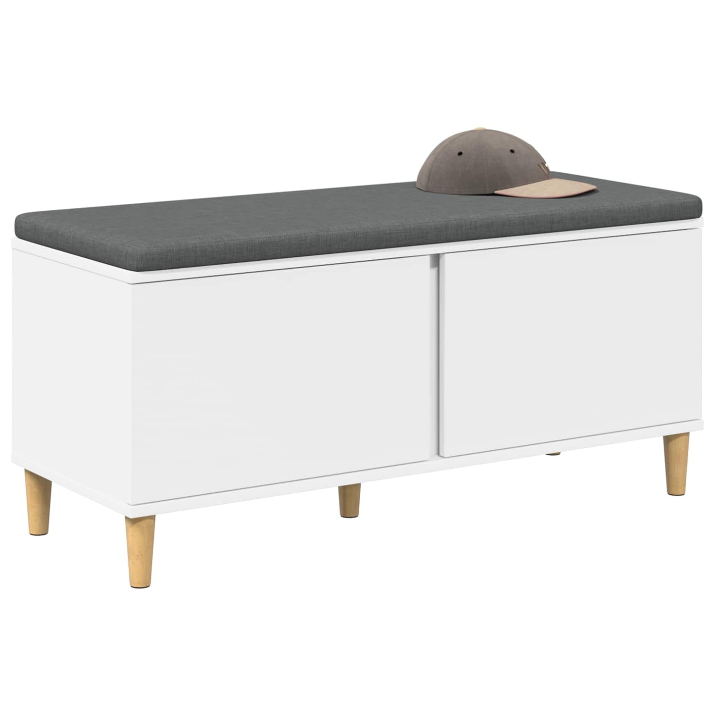 Panca per ingresso con cuscino con porta Bianco 60 x 38 x 46 cm