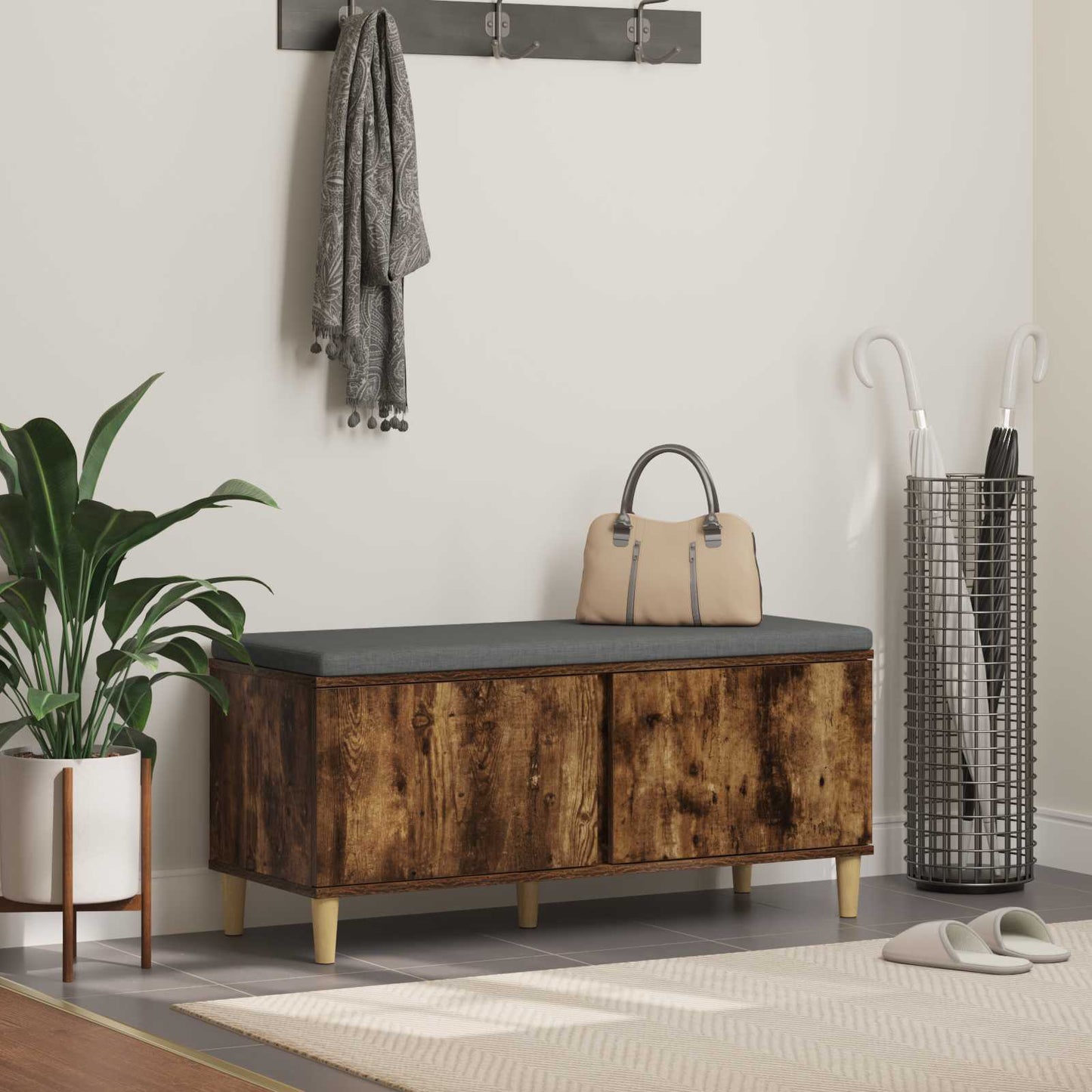 Panca per ingresso Quercia Affumicata 100 x 38 x 46 cm | homemem39