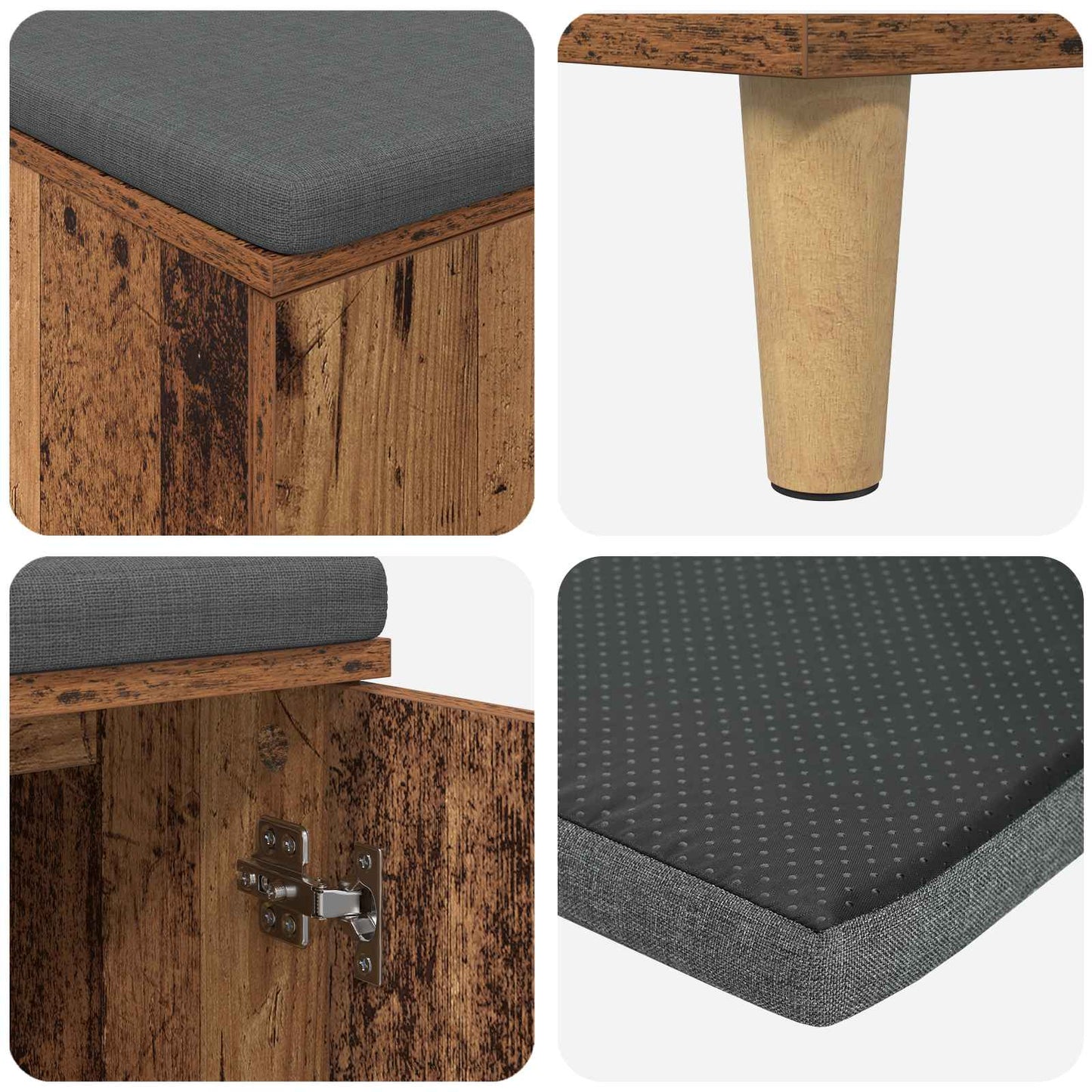 Panca per ingresso con cuscino Legno vecchio 100 x 38 x 46 cm | homemem39