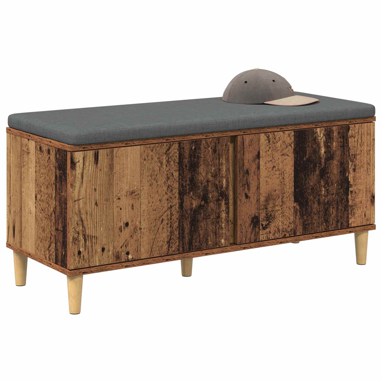 Panca per ingresso con cuscino Legno vecchio 100 x 38 x 46 cm | homemem39