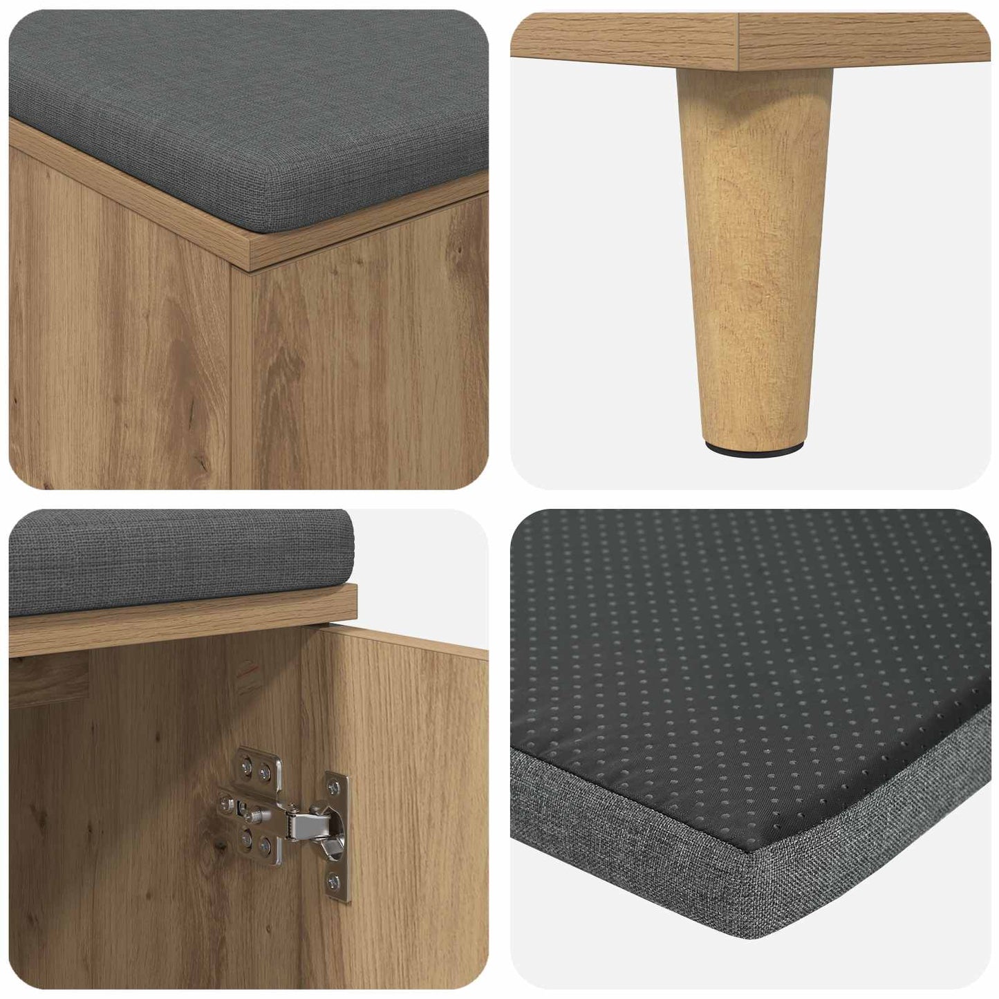 Panca per ingresso con porta Rovere artigianale 60 x 38 x 46 cm