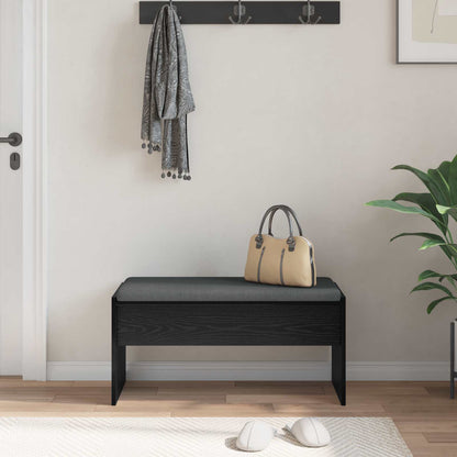 Panca per ingresso con cuscino Rovere Nero 83 x 38 x 40 cm | homemem39