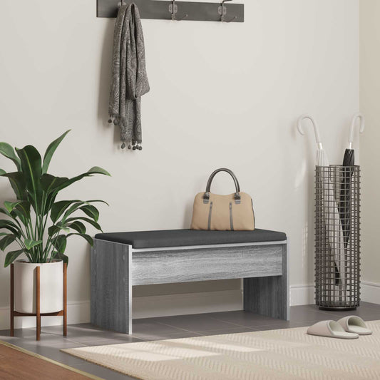 Panca per ingresso con cuscino Grigio Sonoma 83 x 38 x 40 cm