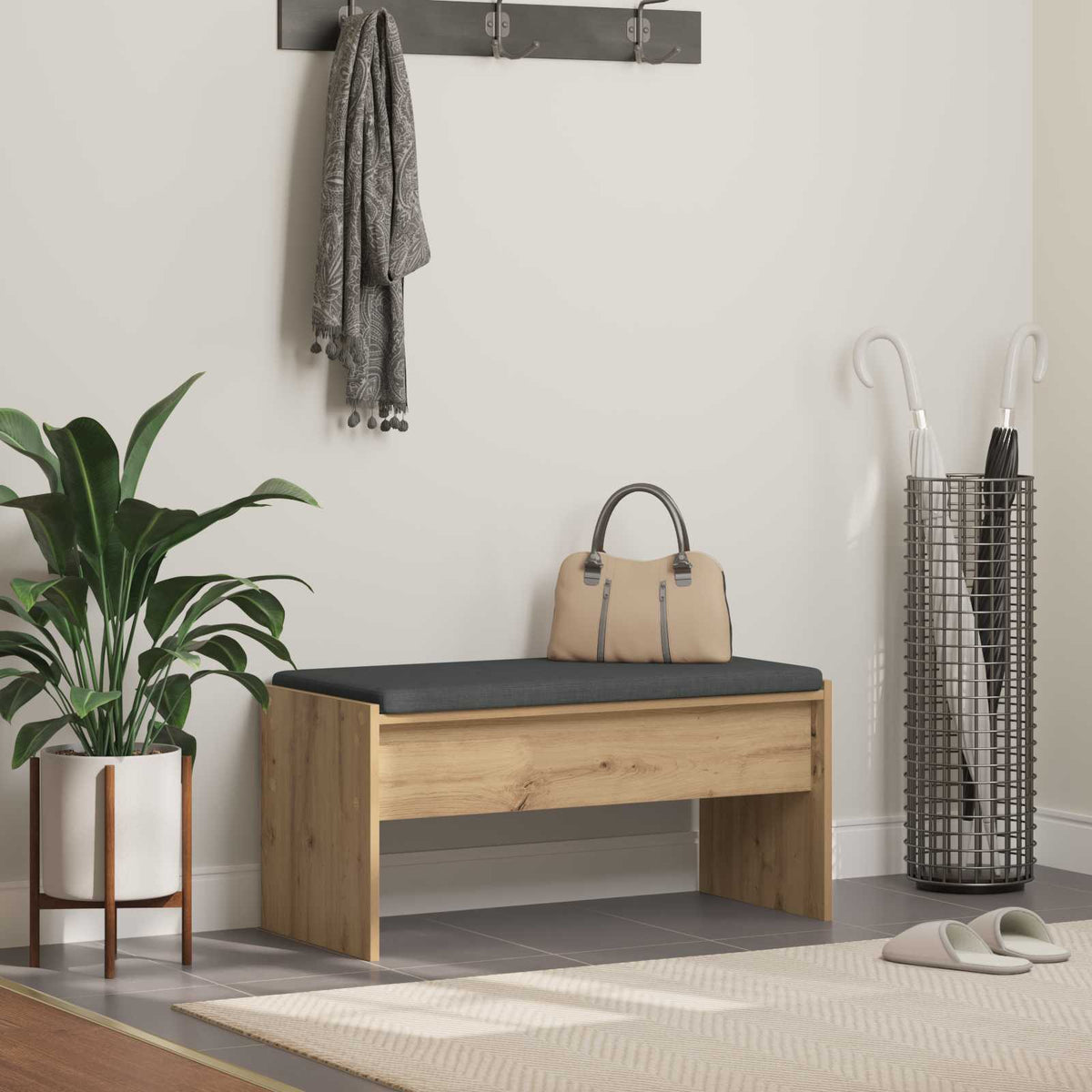 Panca per ingresso Rovere artigianale 83 x 38 x 40 cm - homemem39