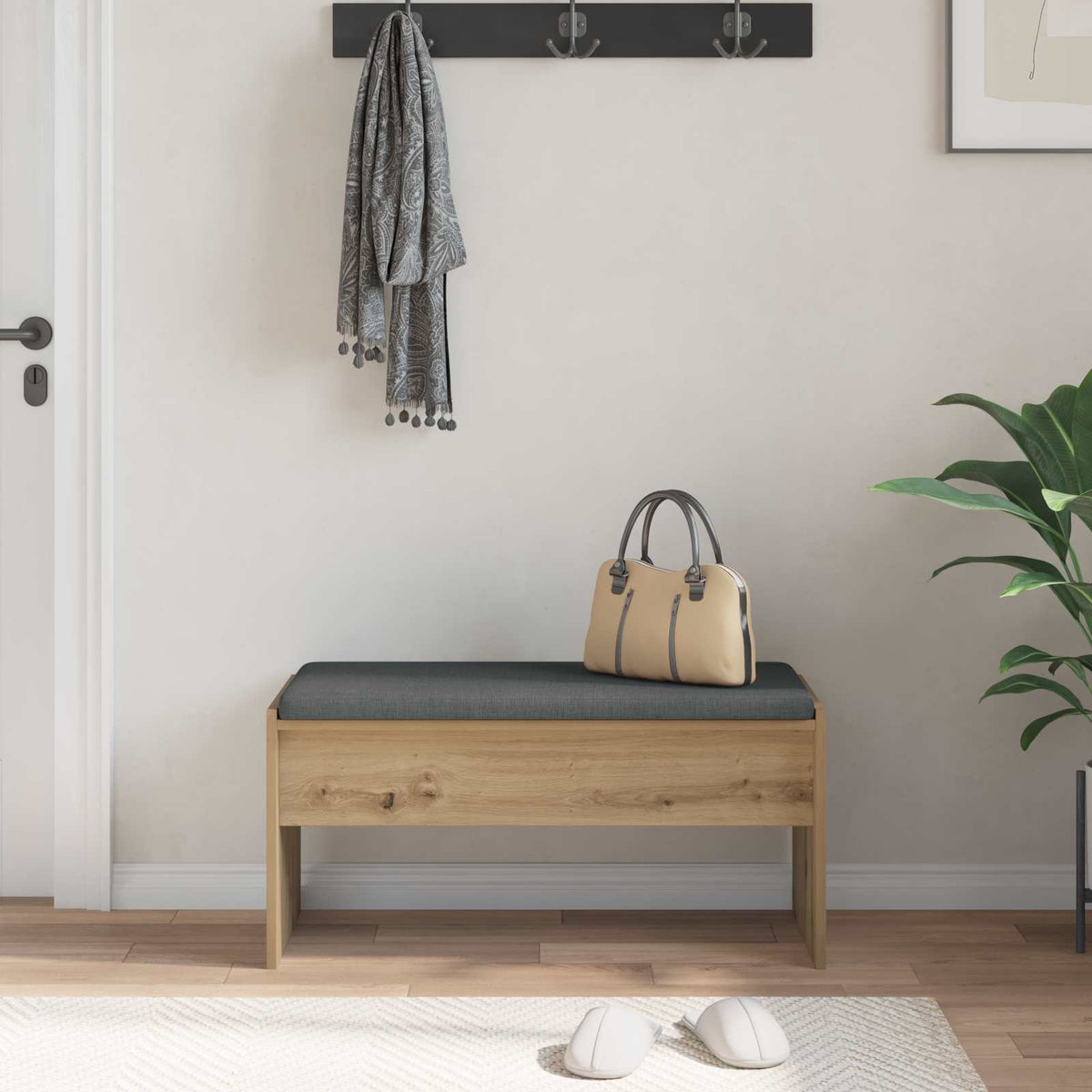 Panca per ingresso Rovere artigianale 83 x 38 x 40 cm - homemem39