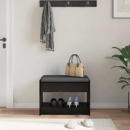Panca per ingresso con cuscino Rovere Nero 63 x 38 x 45 cm