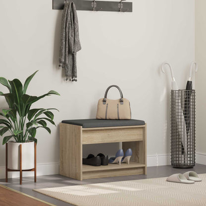 Panca per ingresso con cuscino Rovere Sonoma 63 x 38 x 45 cm | homemem39