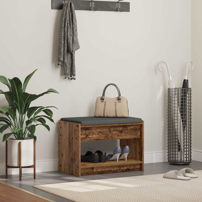 Panca per ingresso con cuscino Legno vecchio 63 x 38 x 45 cm | homemem39
