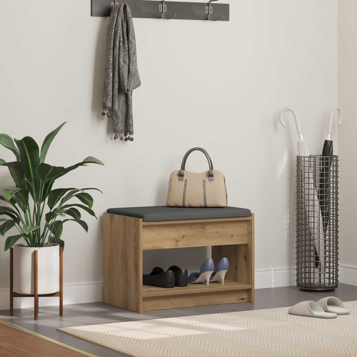 Panca per ingresso Rovere Artigianale 63 x 38 x 45 cm - homemem39