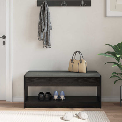 Panca per ingresso con cuscino Rovere Nero 103 x 38 x 45 cm | homemem39