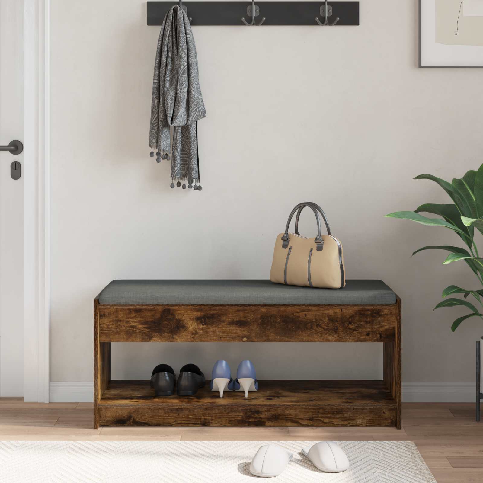 Panca per ingresso Quercia Affumicata 103 x 38 x 45 cm | homemem39