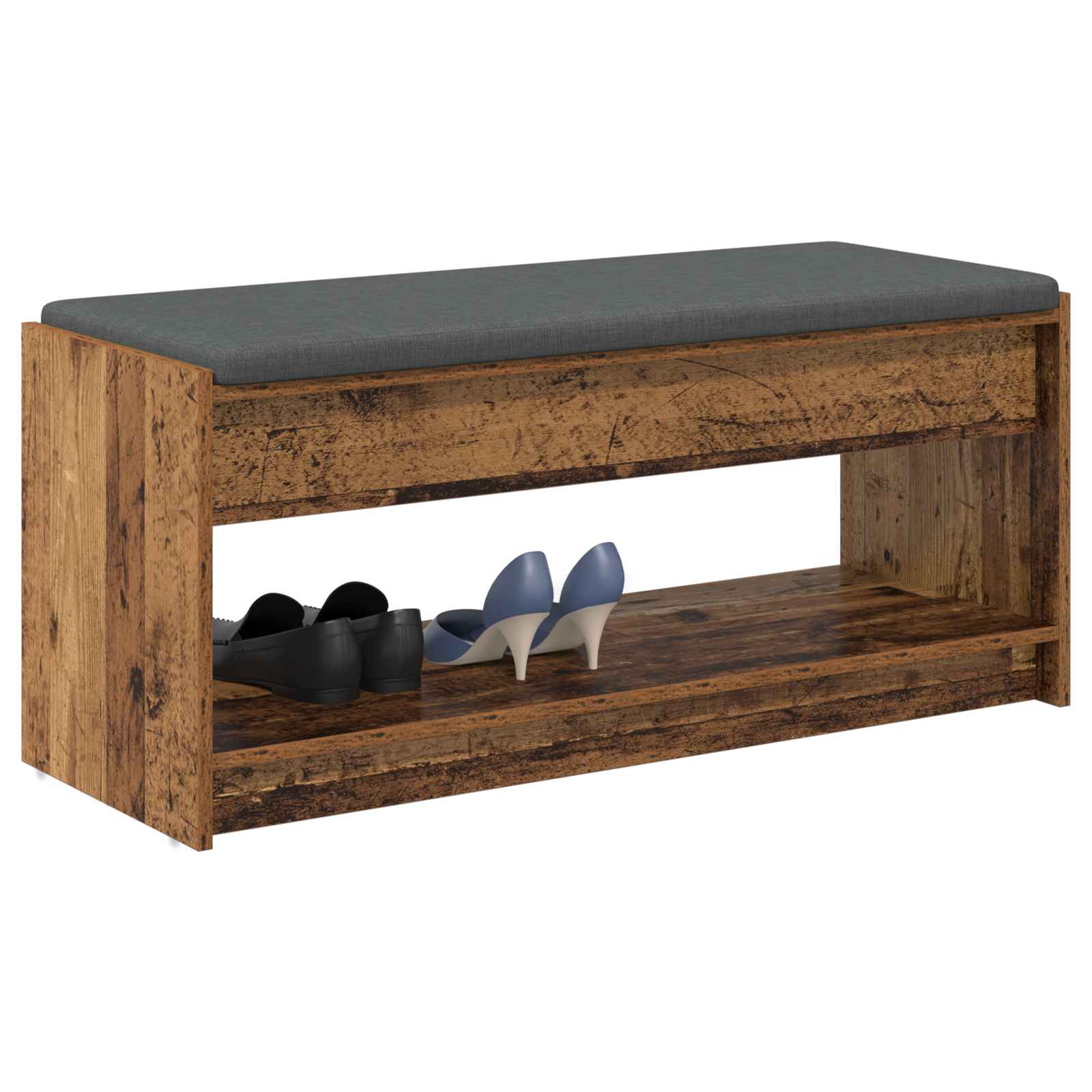 Panca per ingresso con cuscino Legno vecchio 103 x 38 x 45 cm | homemem39