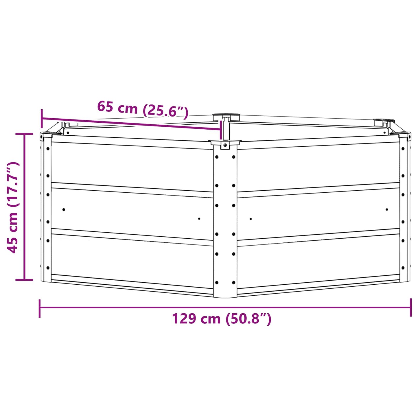 Fioriera Avorio 129 x 129 x 45 cm Acciaio