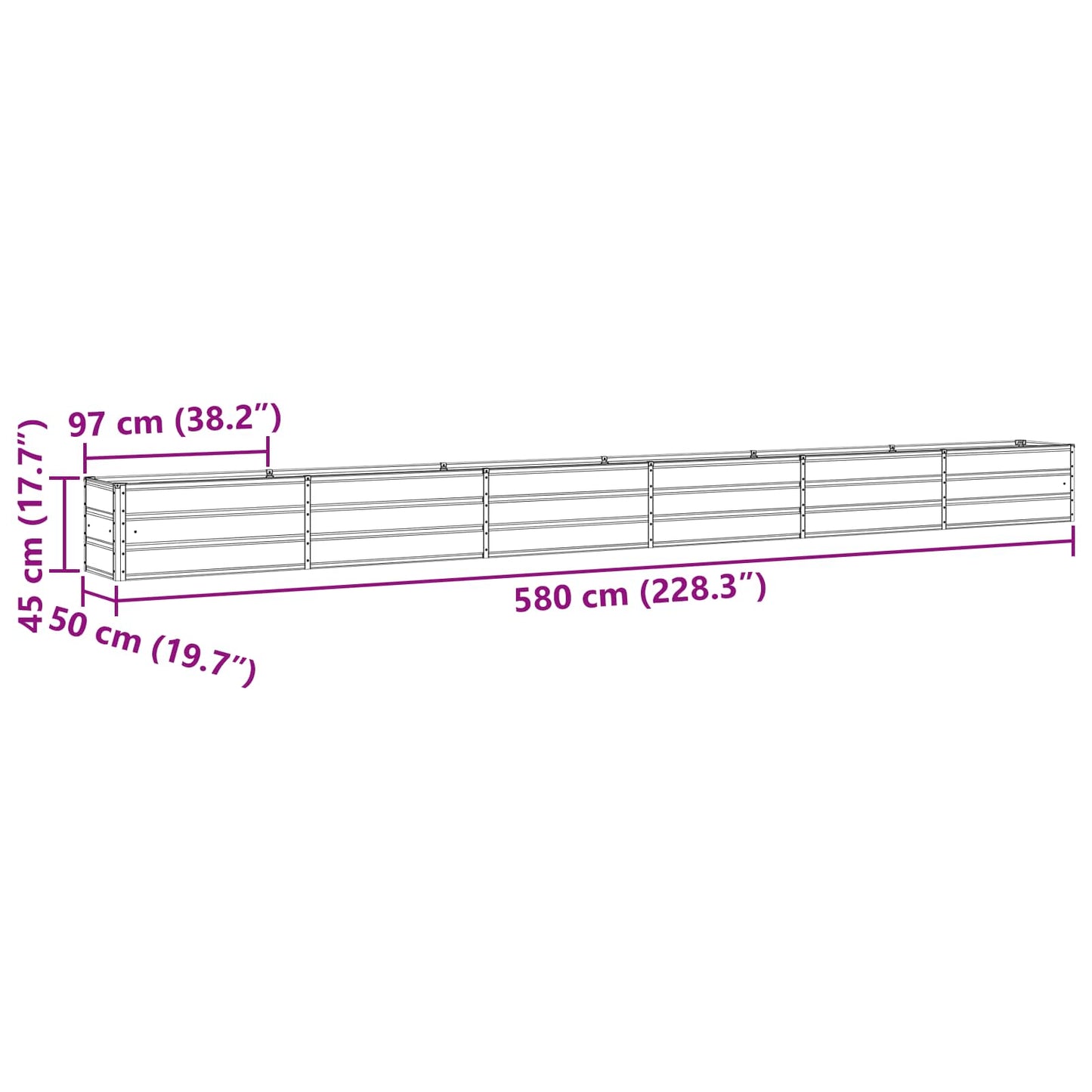 Fioriera Avorio 480 x 50 x 45 cm Acciaio zincato