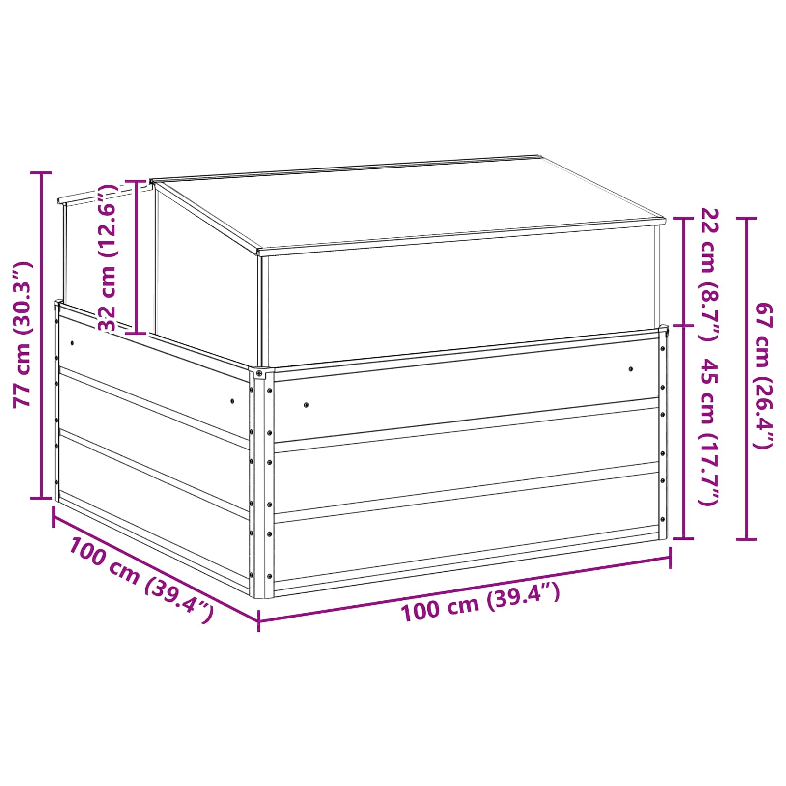 Fioriera Avorio 100 x 100 x 77 cm Acciaio zincato | homemem39