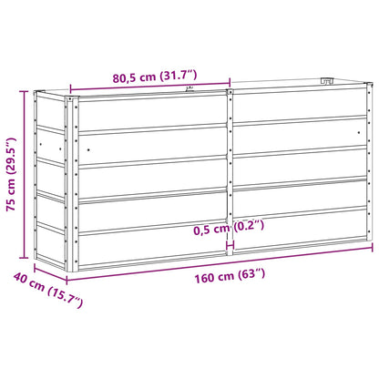 Fioriera Grigio chiaro 160 x 40 x 75 cm Acciaio