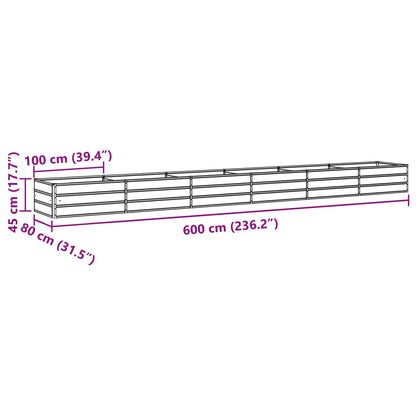 Fioriera Grigio chiaro 600 x 80 x 45 cm Acciaio