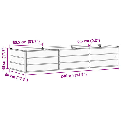 Fioriera Antracite 240 x 80 x 45 cm Acciaio