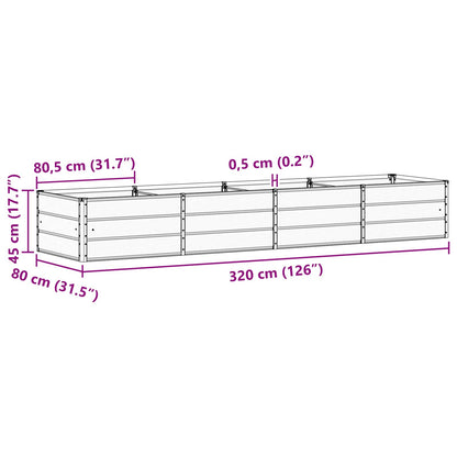 Fioriera Antracite 320 x 80 x 45 cm Acciaio